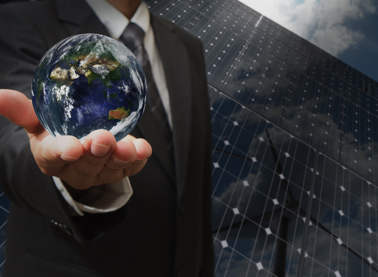 Agente de cambio con el mundo entre sus manos gracias al uso de energías renovables.